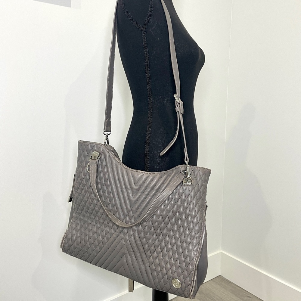 Vince Camuto 100% Genuine Leather Gray Shoulder Bag